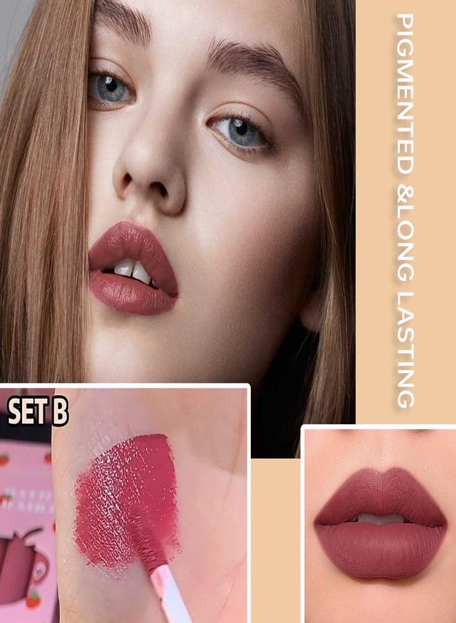 MYUANGO 3Pcs Matte Liquid Lipstick Makeup Set, Pigment Velvety Nude Lip Stain Waterproof Long-Lasting Wear Lip Gloss Make up Gift Set (Set D) - Image 3