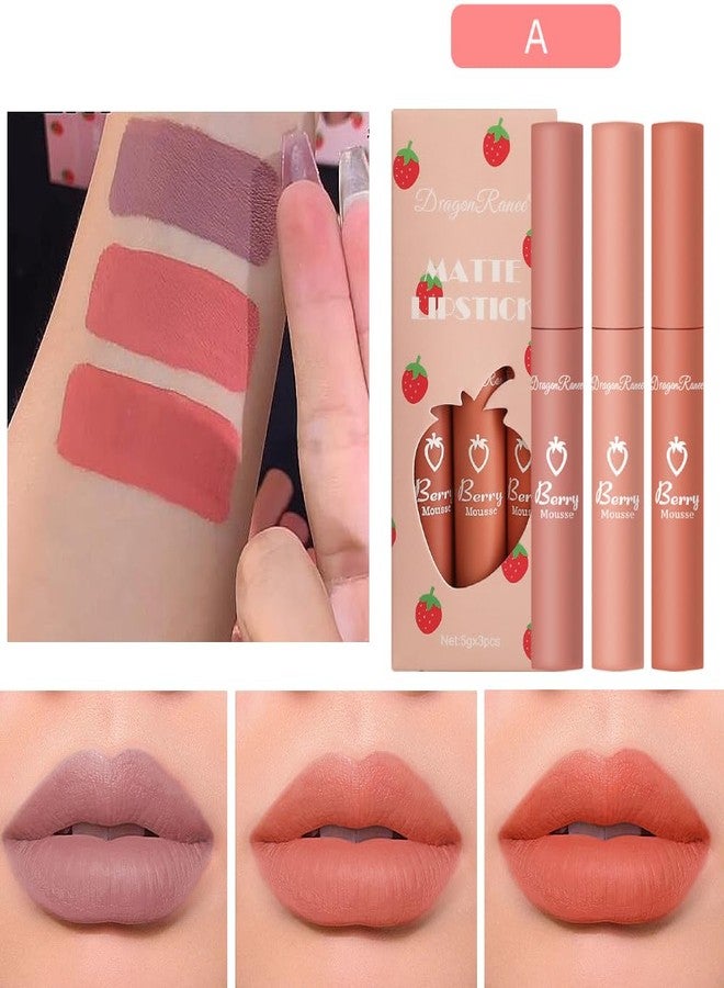 MYUANGO 3Pcs Matte Liquid Lipstick Makeup Set, Pigment Velvety Nude Lip Stain Waterproof Long-Lasting Wear Lip Gloss Make up Gift Set (Set D) - Image 5