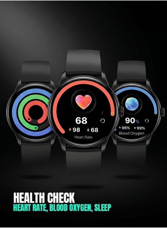 Starfire 1.43” Full Touch Round Smart Watch, IP68 Water Resistant, Magnetic Charging, Lightweight Black Fitness Watch - Image 4