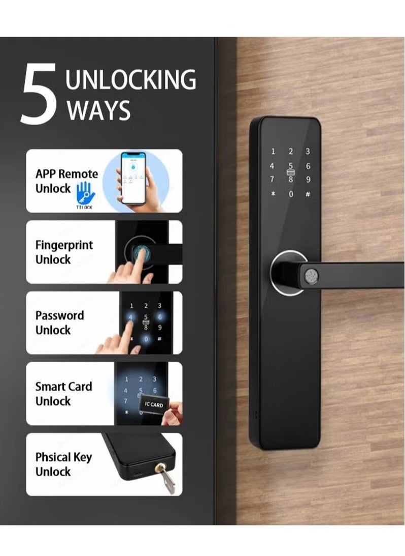 Generic Smart Fingerprint Door Lock With TTLock APP, Password, IC Card, And Key Access - Secure Entry For Home, Hotel, And Apartment (TTLock version)  - Image 2