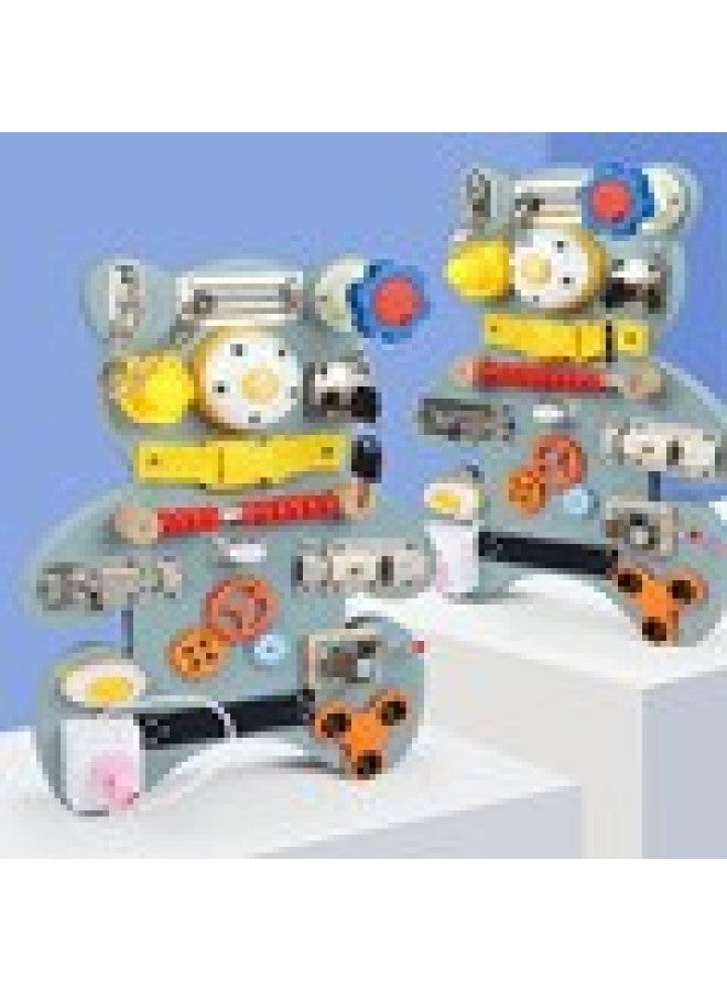 Children's Hexahedral Multifunctional Montessori Busy Board Early Childhood Indoor Fun Training Organization Unlock Educational Toys-Color:XM-Bear Busy Board  - Image 1