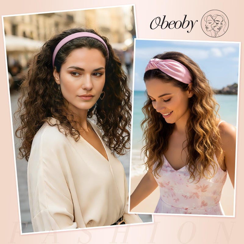obeoby 8 Pack Pink Trendy Headbands, Multiple Styles Headbands for Hairstyle Management Non Slip Floral Pearl Hairband Gifts for Teen Girls - Image 4