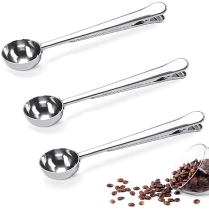 Unity 3 Pack Of Stainless Steel Measuring Scoops With Coffee Bag Clip Silver - Image 1