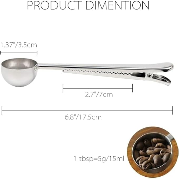 Unity 3 Pack Of Stainless Steel Measuring Scoops With Coffee Bag Clip Silver - Image 4