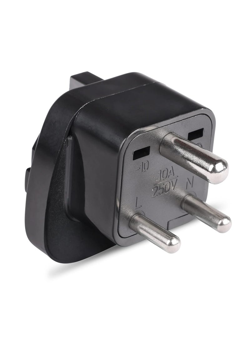 OREI OREI European Schuko to India Plug Adapter Convert European Type EF Input to India Type D Three Prong Output Connection Heavy Duty Black Color 2 Pack  - Image 2