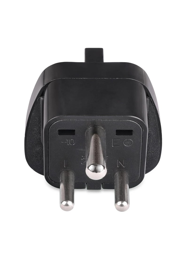 OREI OREI European Schuko to India Plug Adapter Convert European Type EF Input to India Type D Three Prong Output Connection Heavy Duty Black Color 2 Pack  - Image 4