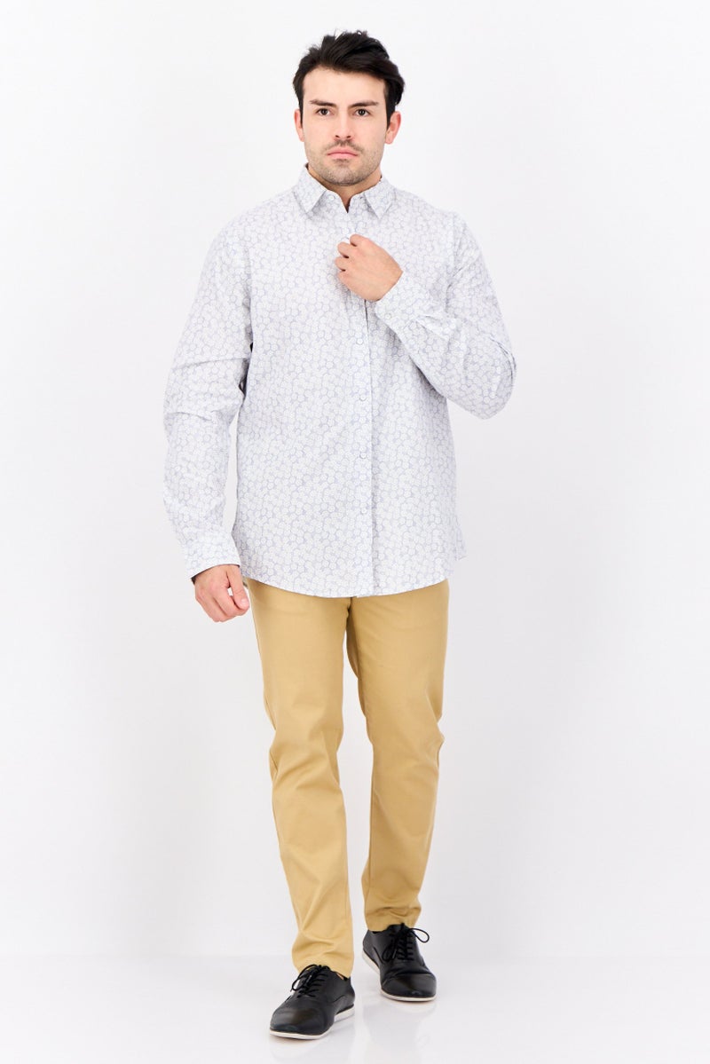 Truth Substance Men Regular Fit All Over Print Long Sleeves Casual Shirt, White - Image 3