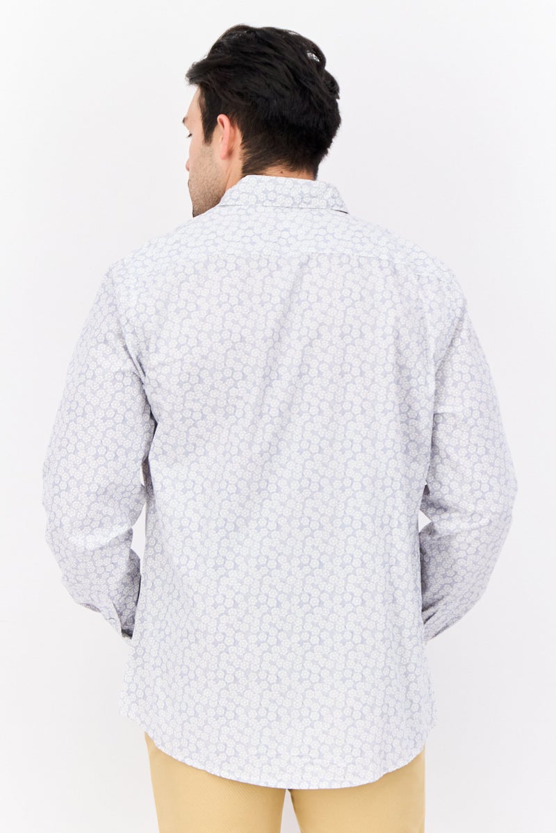 Truth Substance Men Regular Fit All Over Print Long Sleeves Casual Shirt, White - Image 4