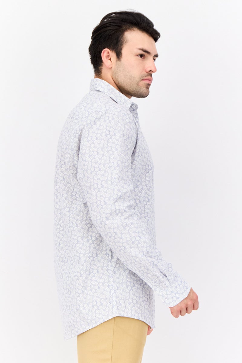 Truth Substance Men Regular Fit All Over Print Long Sleeves Casual Shirt, White - Image 2