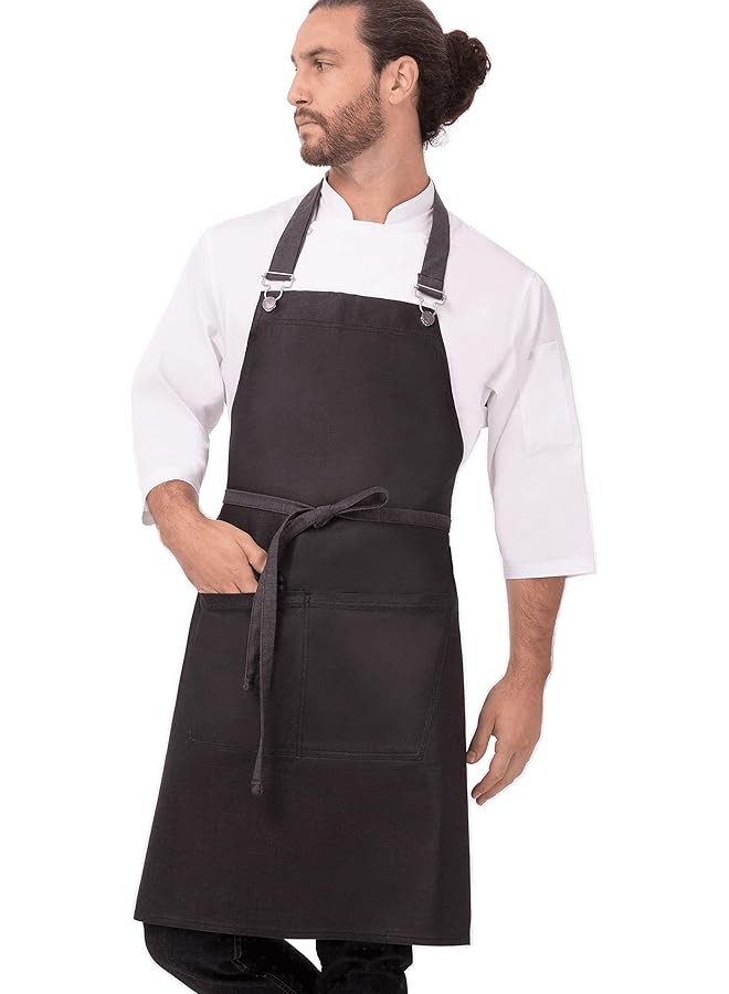 Chef Works Unisex Boulder Bib Apron Purple Black One Size - Image 1