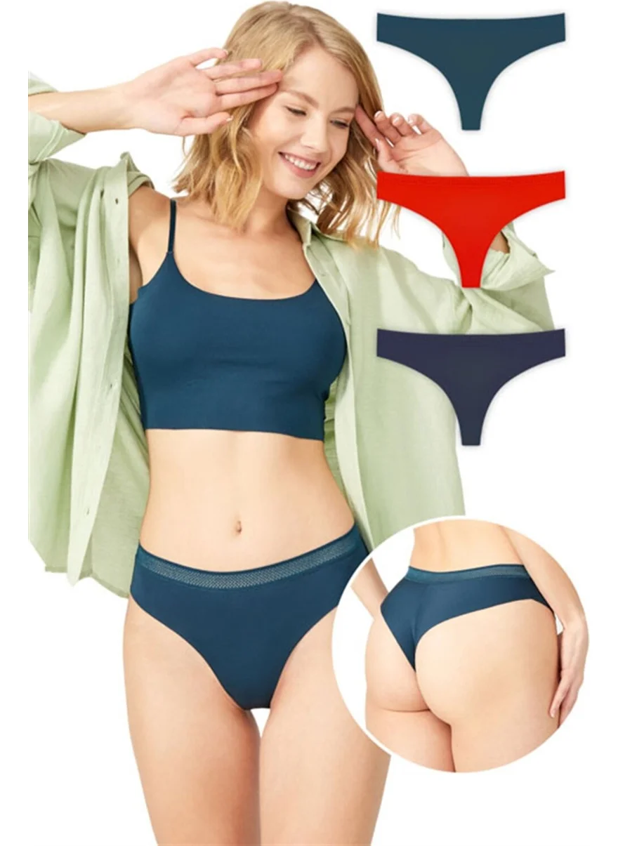 كوتن هيل Basic Laser Cut Mesh Elastic Brazilian Panties 3 Pack - 5
