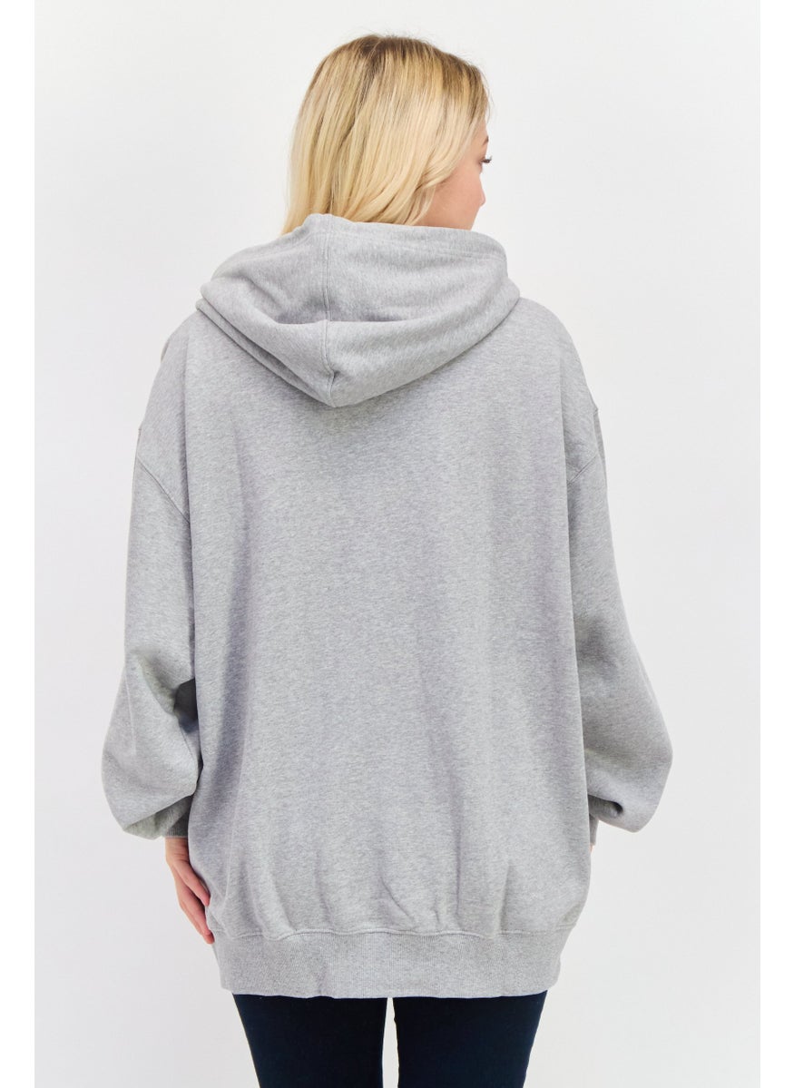 ESPRIT - Women Hooded Long Sleeve Graphics Sweatshirt, Grey Combo - Image 1