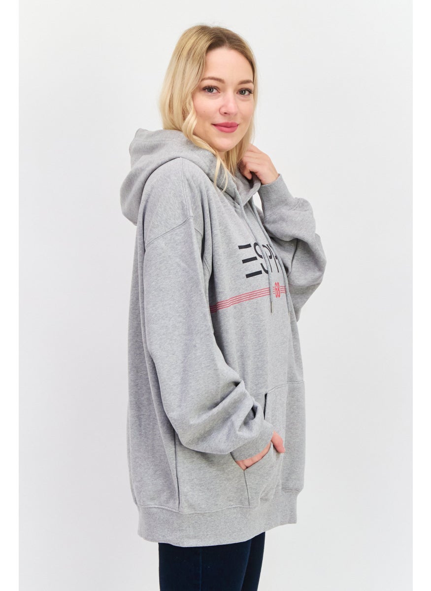 ESPRIT - Women Hooded Long Sleeve Graphics Sweatshirt, Grey Combo - Image 1