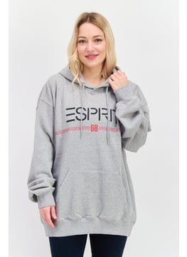 Women Hooded Long Sleeve Graphics Sweatshirt, Grey Combo