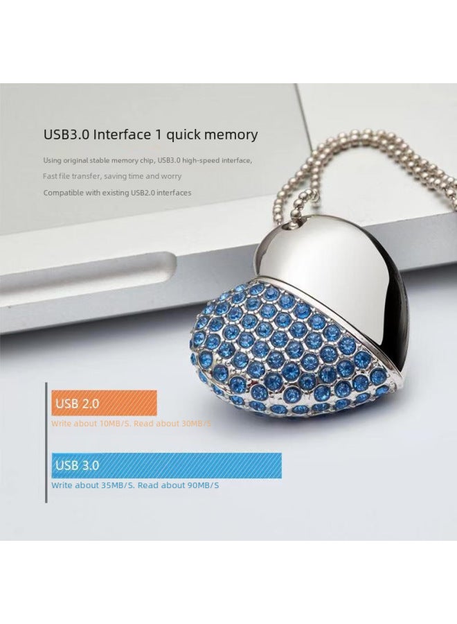 Heart-shaped Diamond USB Disk 16g Jewelry USB Disk 32G Custom Logousb3.0 School Business Promotion USB Disk 8g-Color:Silver + White Diamond-Capacity:16GB  - Image 5