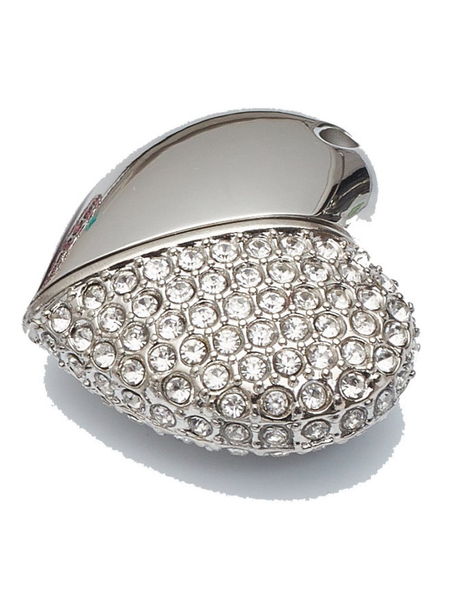 Heart-shaped Diamond USB Disk 16g Jewelry USB Disk 32G Custom Logousb3.0 School Business Promotion USB Disk 8g-Color:Silver + White Diamond-Capacity:16GB  - Image 1