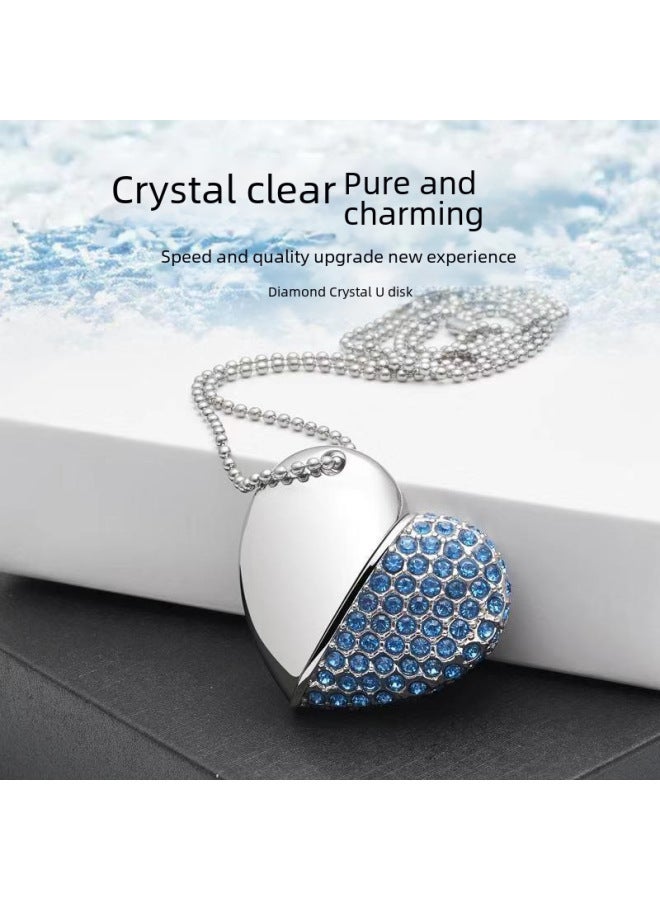 Heart-shaped Diamond USB Disk 16g Jewelry USB Disk 32G Custom Logousb3.0 School Business Promotion USB Disk 8g-Color:Silver + White Diamond-Capacity:16GB  - Image 3