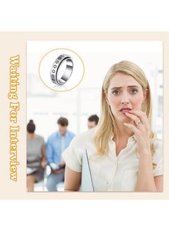 Mtlee 12 Pieces Fidget Anxiety Rings Including 6 Pieces Spiky Sensory Finger Rings Spinner Rings Anxiety Rings Zircon Ring With Beads For Women Men (Multiple Style)  - Image 5