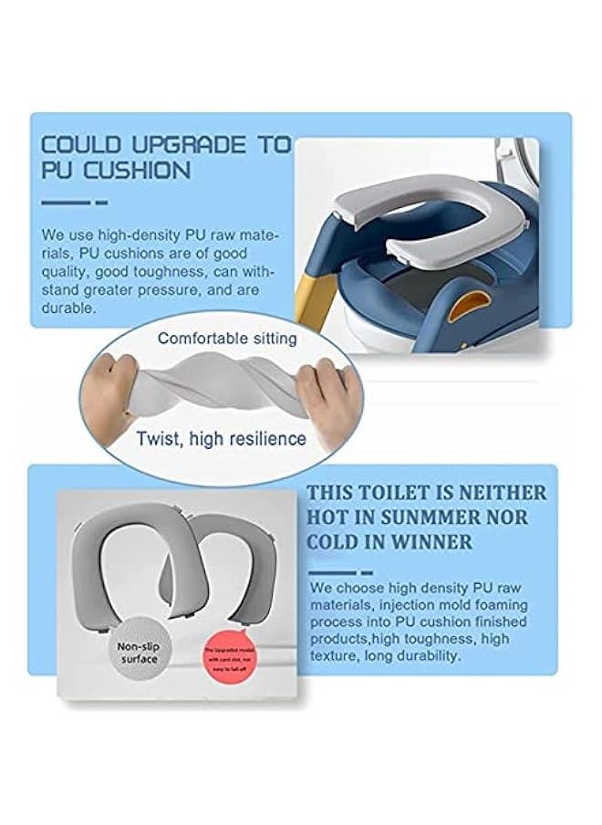 Gonice Potty Training Toilet Seat Toddler, Kids Potty Training Seat with Ladder, Foldable Portable Toilet Trainer Chair with Guard Handle Soft PU Cushion for Baby Boys Girl (blue)  - Image 4