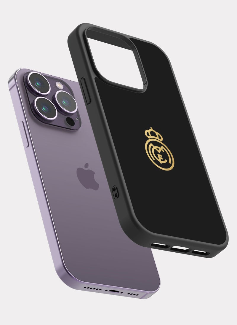 بكسلات كفر ايفون 14 برو نادي ريال مدريد اسود ذهبي - Image 2
