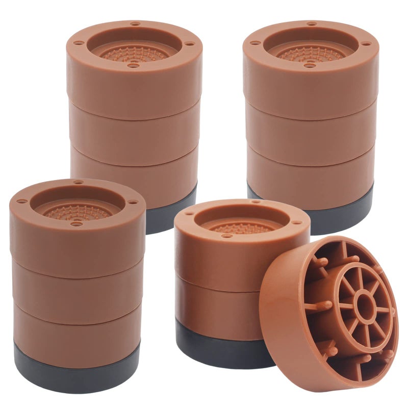 HANIHUA 4 Sets Brown Round Furniture Risers Heavy Duty Bed Risers Lifts Height 1 2 3 inch Adjustable Bed Lifts Risers for Bed Frame Furniture Sofa Chair Risers Supports Up to 1300 lbs