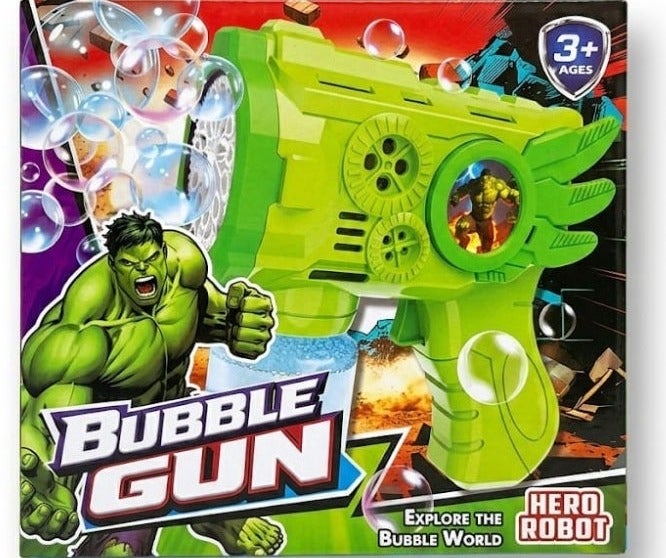 Automatic Bubble Gun for Kids with LED Lights, Green