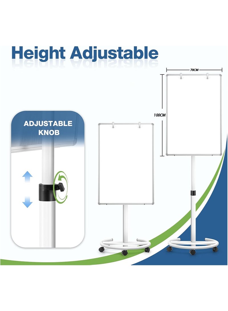 Apustim 70 x 100 CM Mobile Whiteboard with Stand Magnetic Whiteboard with Height Adjustable Flip Style Stand Erasable Standing Whiteboard Ideal for Offices and Educational Settings - Image 2