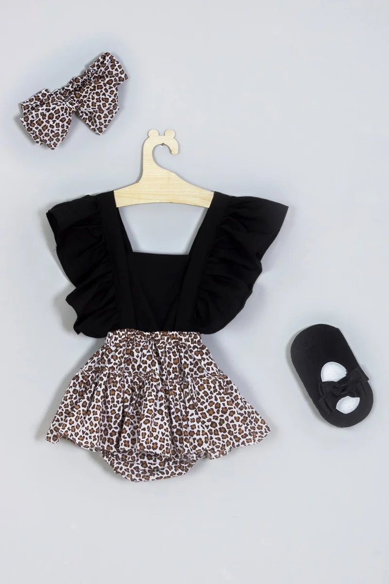 ادا بيبيك تشوكوك Ada Baby Kid Adabebek Frilly Leopard Patterned Ballerina Socks Set