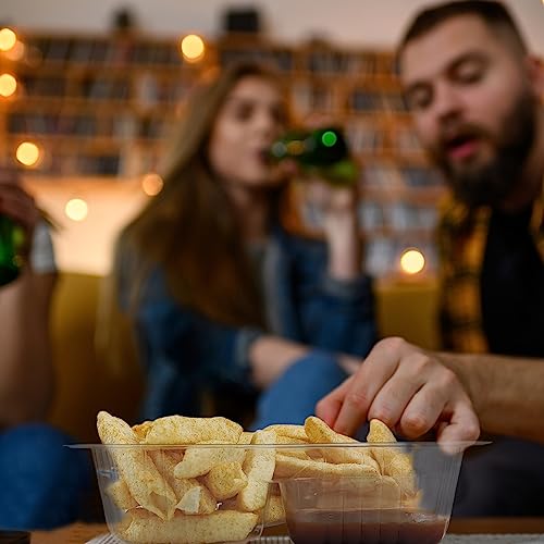 AHKUNMT 50 PC Nacho Trays Disposable, 12oz Plastic Nacho Containers with Chip and Dip Holder, 6x5 In 2 Compartments Clear Snack Trays for Kids,Parties, Movie Night Supplies (Plastic-50pc) - Image 5