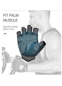 SKDK Breathable Exercise Gloves, Flexible Anti Slip Weight Lifting Gloves With Shock Absorbing Foam Pad Palm, Hollow Silicone Palm Training Gloves For Cycling, Bodybuilding, Gym Workout, (Size M, Black)  - Image 3