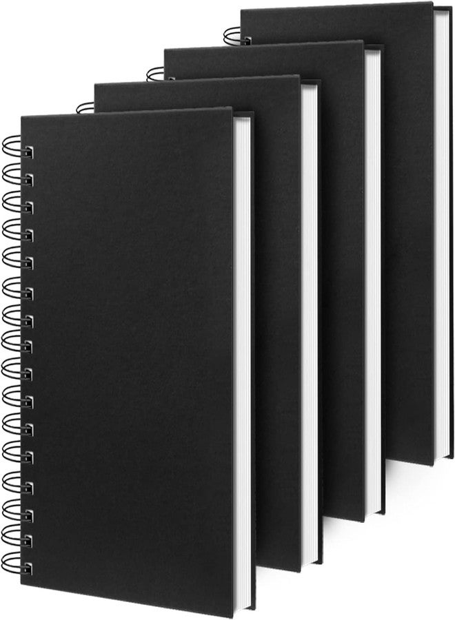 Ouzoustate Lined Spiral Notebook B5 Black Journal 7.48'' X 10.18''-4 Pack 7mm College Ruled Hardcover Notebooks 160 Pages 100GSM Thick Paper for Note Taking School Office Supplies - Image 1