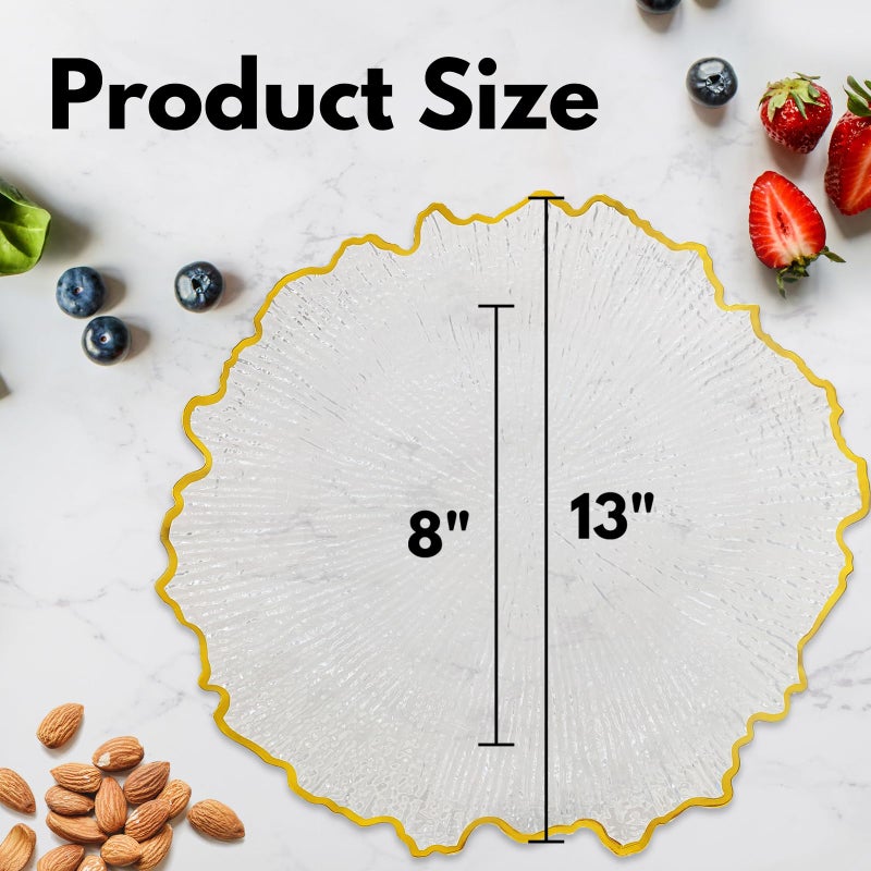 DaCakeWS Acrylic Gold Rim Reef Charger Plates 10PCS, 13inch Plastic Floral Charger Plates Wedding for Dinner (10, Reef Clear) - Image 4