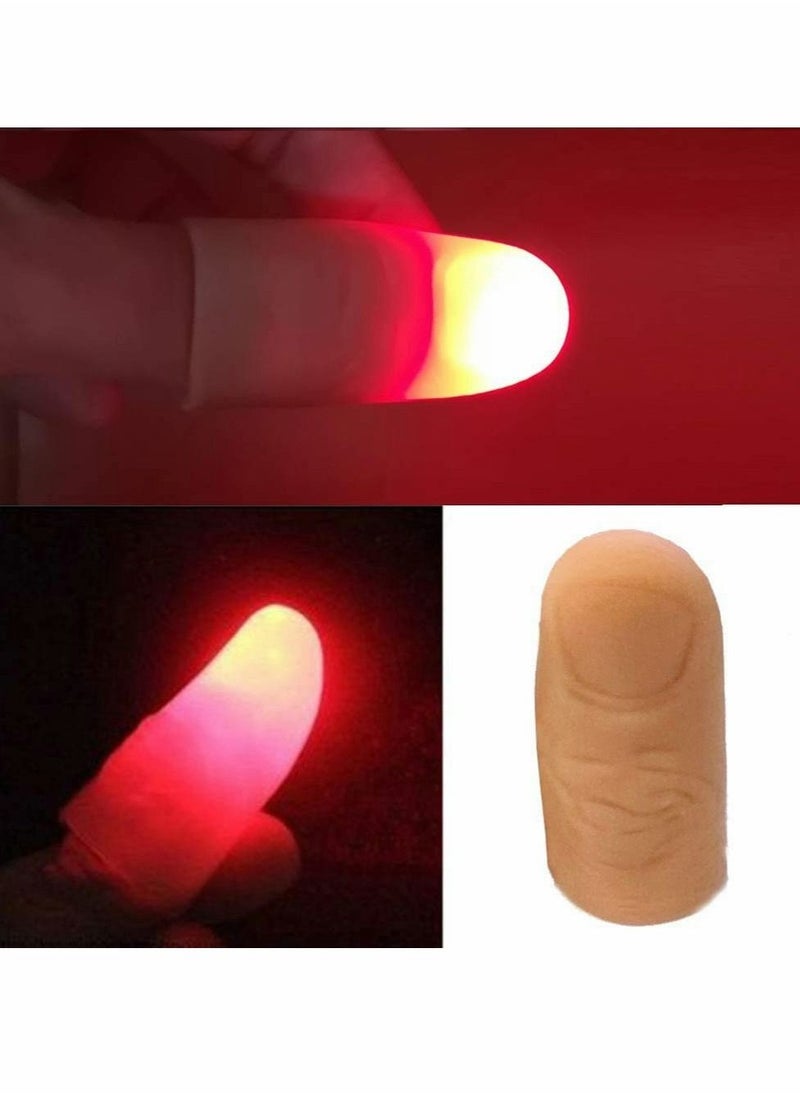 SYOSI - LED Finger Lamp Thumbs Light Magic Light up Finger Magic Trick Fake Finger Prank Toy Tool Alivier Magic Light Up Thumbs LED Finger Lamp Thumbs Light Magic Trick Toys (3 pairs) - Image 1