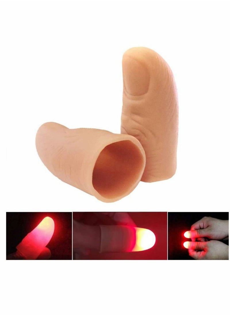 SYOSI - LED Finger Lamp Thumbs Light Magic Light up Finger Magic Trick Fake Finger Prank Toy Tool Alivier Magic Light Up Thumbs LED Finger Lamp Thumbs Light Magic Trick Toys (3 pairs) - Image 1