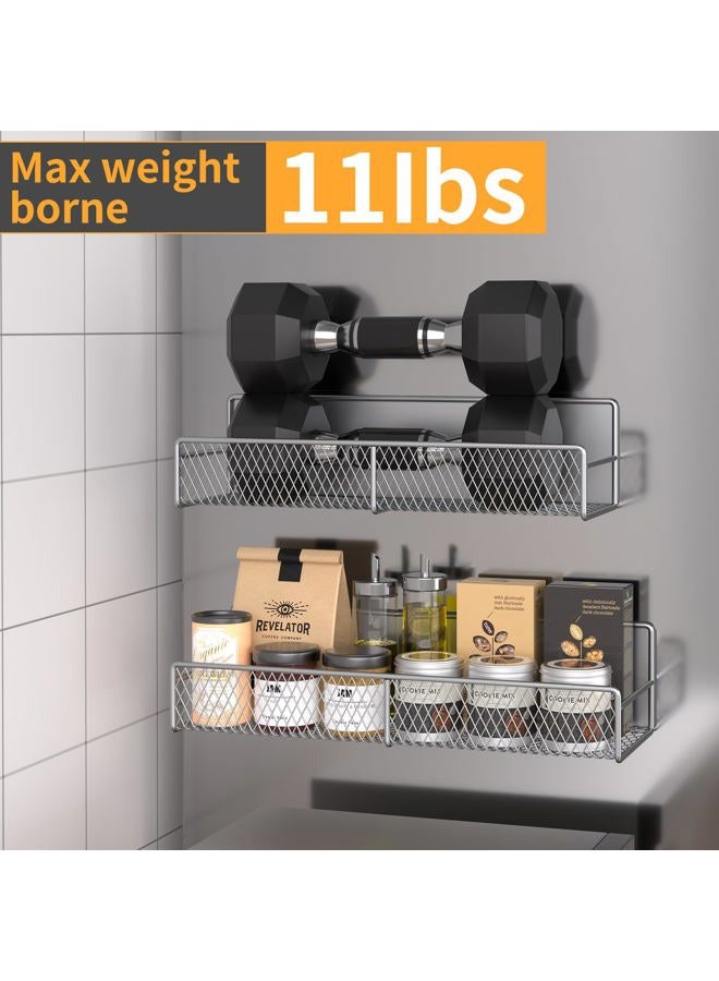DTUQYX Magnetic Spice Rack for Refrigerator, 4 Pack Metal Magnetic Shelf Grey, Moveable Spice Organizer, Super Magnetic Fridge Shelf for Kitchen Organization and Storage - Image 4