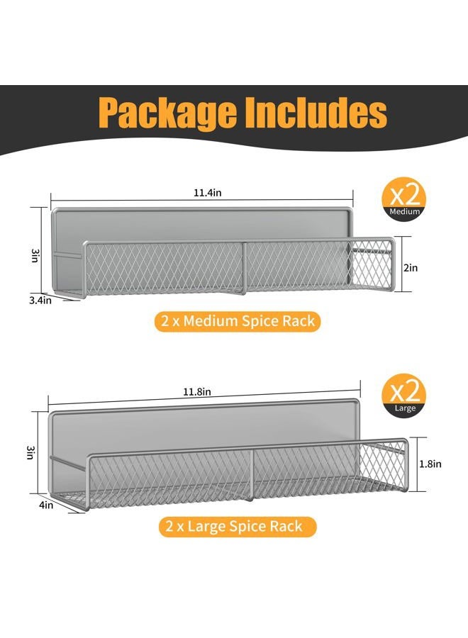 DTUQYX Magnetic Spice Rack for Refrigerator, 4 Pack Metal Magnetic Shelf Grey, Moveable Spice Organizer, Super Magnetic Fridge Shelf for Kitchen Organization and Storage - Image 2