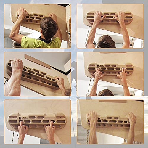 TWO STONES Climbing Hangboard Rock Climbing Training as Climbing Fingerboard with Jugs, Slopes and Edges, Pockets as Door Mounted Training Station Rock Climbing Pull Up Bar (CJ-HB2001) - Image 5