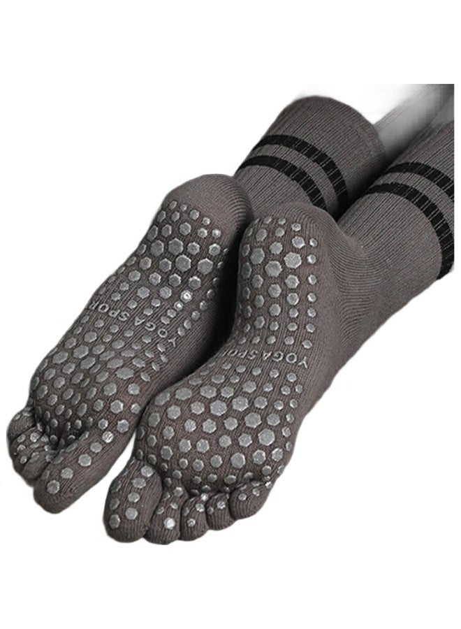 Dweck Professional Yoga Socks, Women'S Mid-Calf, Non-Slip, Pilates, Beginner, Indoor Dance Socks, Gray, 2 Pairs - Image 3