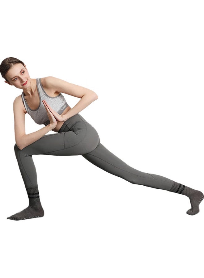 Dweck Professional Yoga Socks, Women'S Mid-Calf, Non-Slip, Pilates, Beginner, Indoor Dance Socks, Gray, 2 Pairs - Image 1