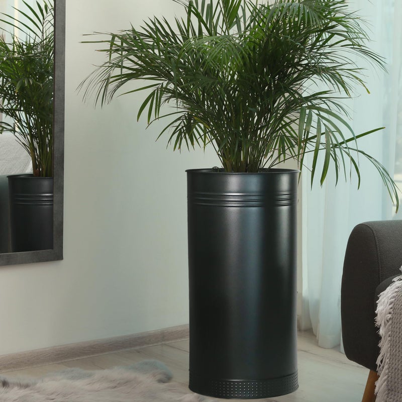 Worth Garden Galvanized Steel Planter 2-Pack - Large:28"x14.5" & Small:24"x12" - Tall Metal Plant Pots - Large Handcrafted Decoration Flower Pot for Indoor Outdoor, Deck, Patio, Front Porch - Black - Image 5