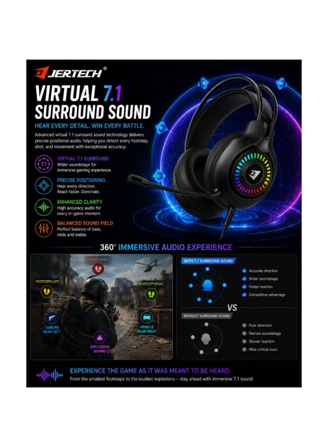 جيرتك سماعة الألعاب HG01 SCOUT USB RGB – صوت محيطي 7.1، مكبرات صوت 50 مم، تصميم خفيف الوزن - Image 2