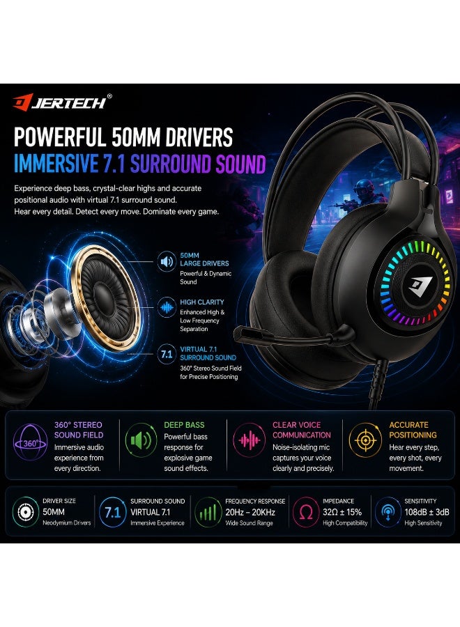 جيرتك سماعة الألعاب HG01 SCOUT USB RGB – صوت محيطي 7.1، مكبرات صوت 50 مم، تصميم خفيف الوزن - Image 5