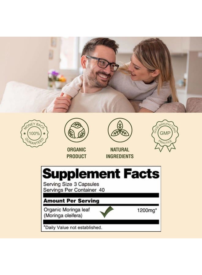 am 100% Moringa Oleifera Capsules Herbal Dietary Supplement, Made with All-Natural Organic USDA Moringa Oleifera Leaves, 120 Capsules (400 mg each), Excellent Source of Vitamins, Minerals and Amino Acids - Image 5