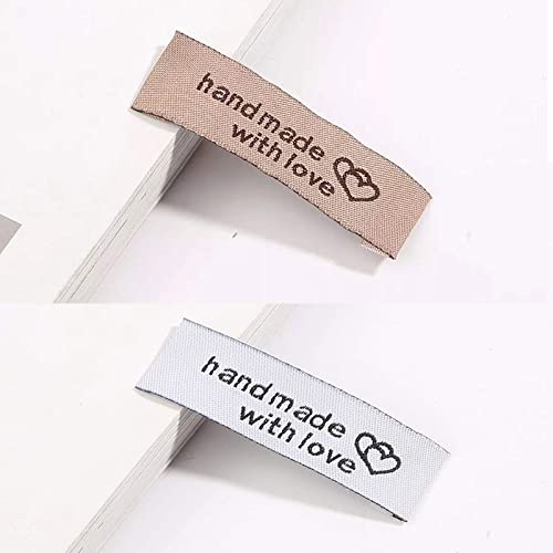 Wenplus 100 Pcs Clothing Labels Woven Sewing Labels Handmade with Love Labels Fabric Labels Embroidered On Label for ​Clothing Garment Crochet Sewing Decoration, 2 Color - Image 5