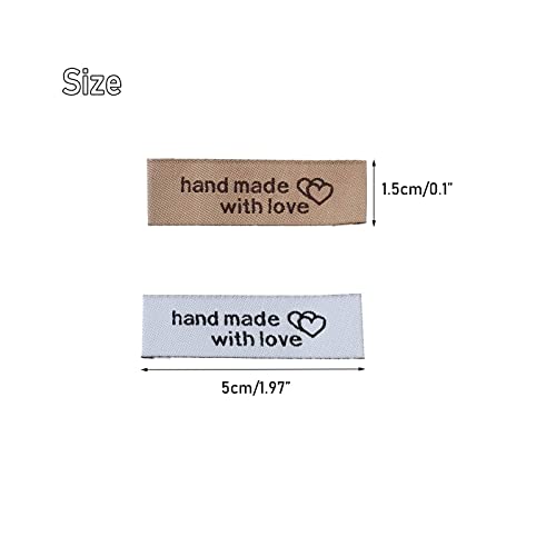 Wenplus 100 Pcs Clothing Labels Woven Sewing Labels Handmade with Love Labels Fabric Labels Embroidered On Label for ​Clothing Garment Crochet Sewing Decoration, 2 Color - Image 2