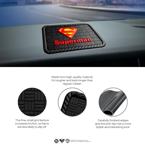 Involve your senses Involve DC Superman Red Logo Car Non-Slip Mat – Official DC Licensed Merchandise | Dashboard Mat | Anti-Slip Rubber Pad | Universal Mat for Phone, Sunglasses & Keys | Car Accessories 2025 - Image 4