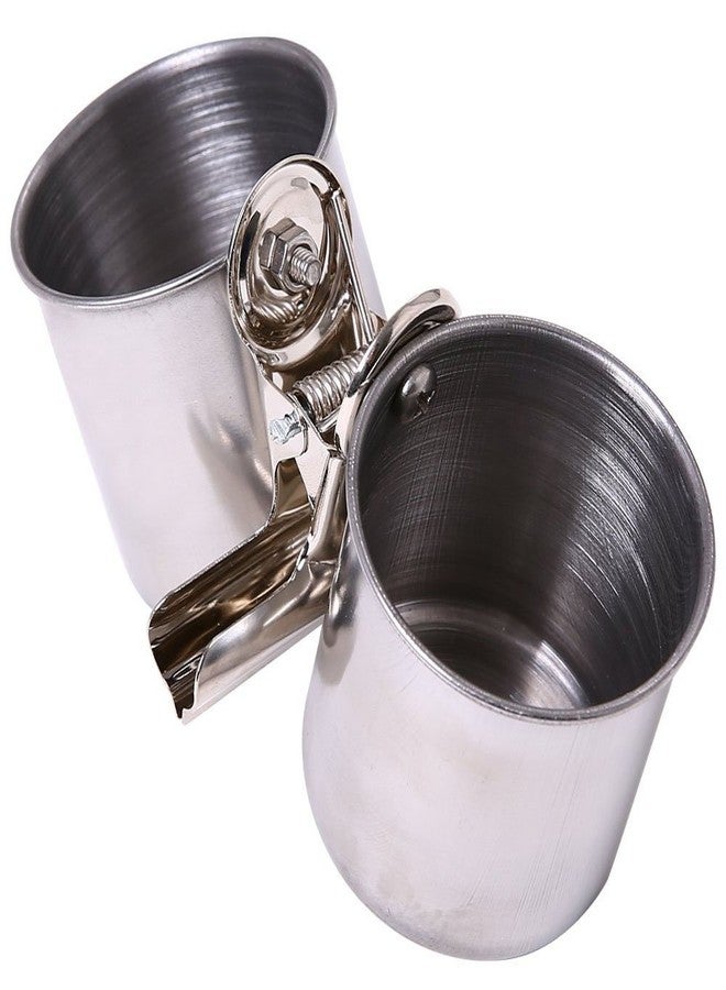 zoele Stainless Steel Parrot Parakeet Cockatiel Food Water Bowl Pet Bird Cage Hanging Hook Feeding Double Cups Bowl Clip Stand Perch Birdcage Stand Accessories - Image 1