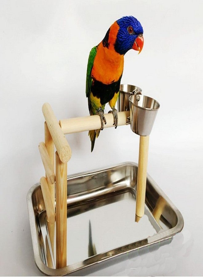 zoele Stainless Steel Parrot Parakeet Cockatiel Food Water Bowl Pet Bird Cage Hanging Hook Feeding Double Cups Bowl Clip Stand Perch Birdcage Stand Accessories - Image 5