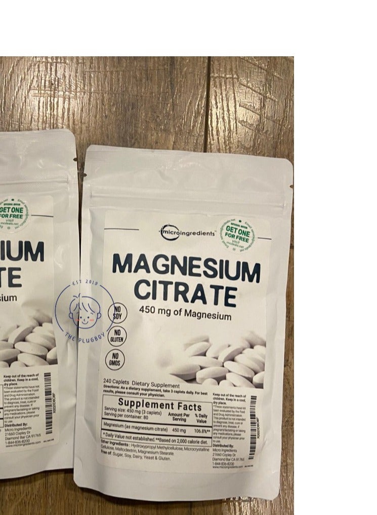 microingredients Magnesium Citrate 400mg of Magnesium 240 Caplets - Image 3