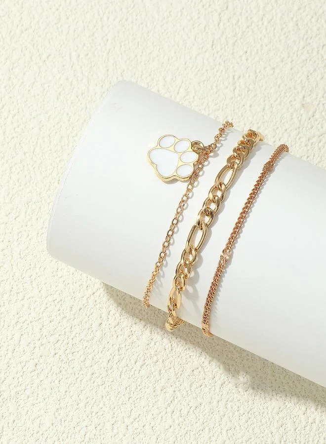 Take Two Set of 3 - Cat Paw Detail Anklet